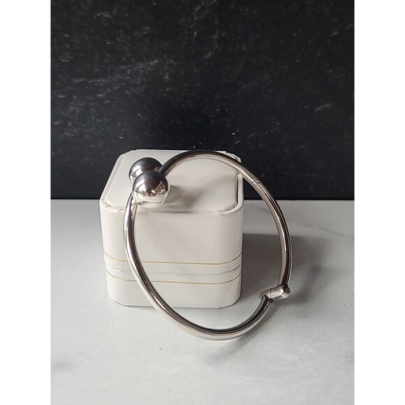 Sterling Silver 925 Double Ball Bypass Hinged Bangle Bracelet Made In Mexico AGS - Picture 2 of 10